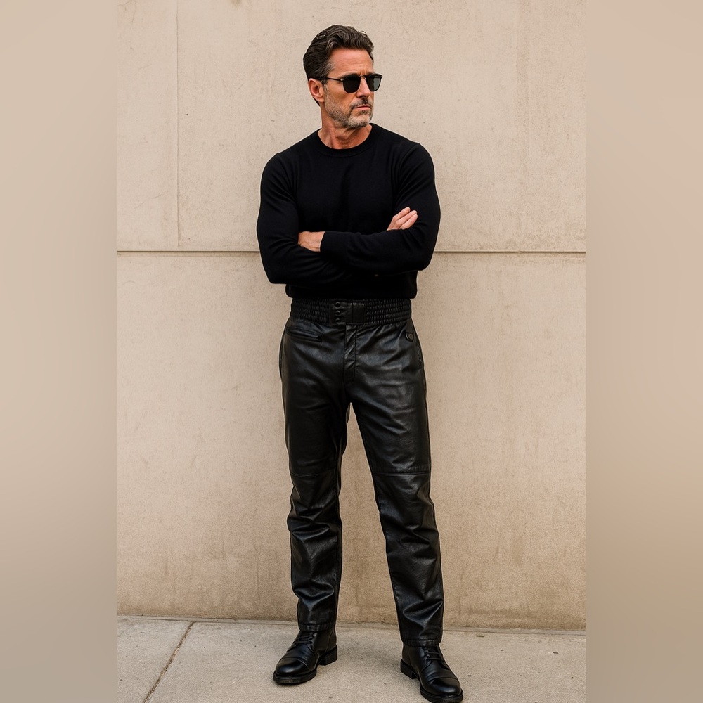 Vintage Black Leather Men’s Pants